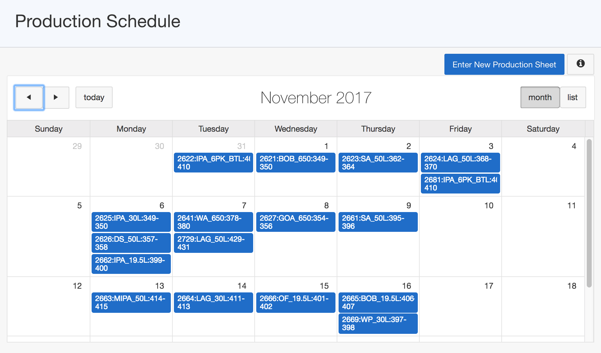 Production Schedule