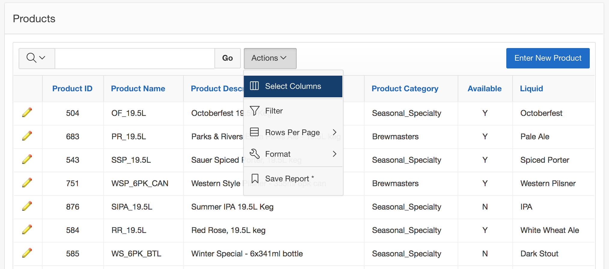 Select columns