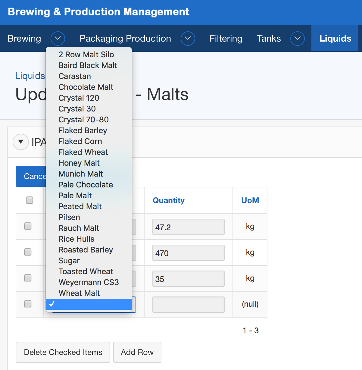Update Recipe - Malt